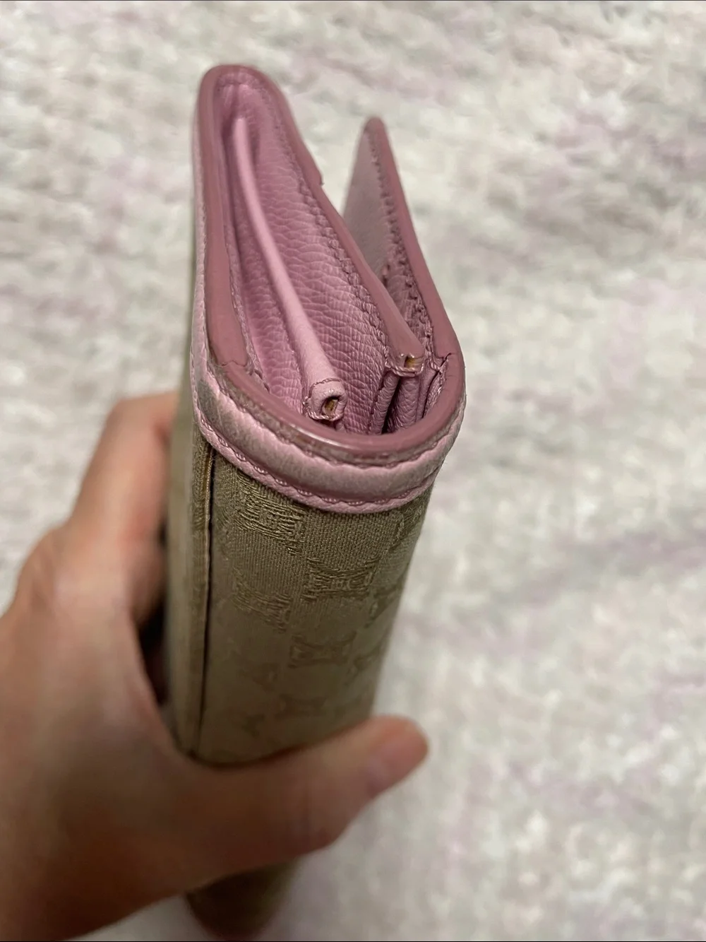 Celine Monogram Continental Wallet with Pink Trim